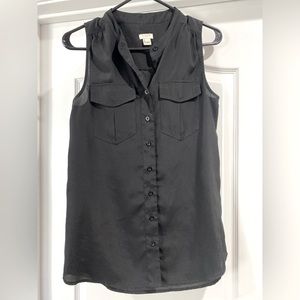 Black J. Crew Sleeveless Button Down